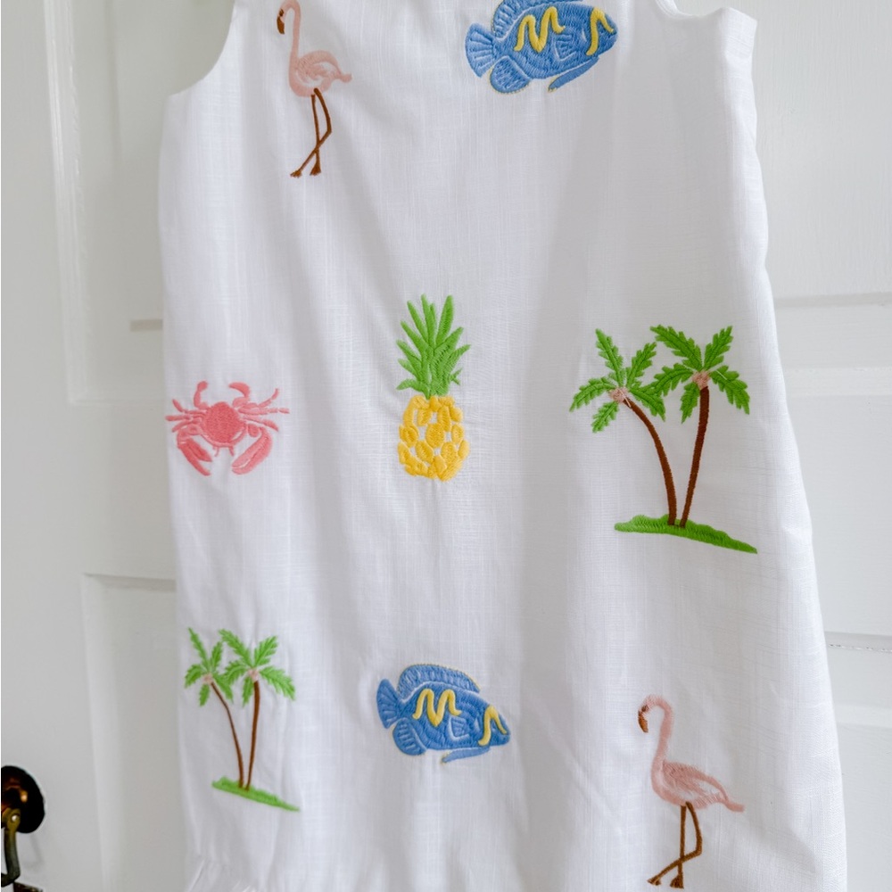 Janie and Jack Embroidered Tropical embroidery Sundress with Tie Straps - Picture 3 of 9